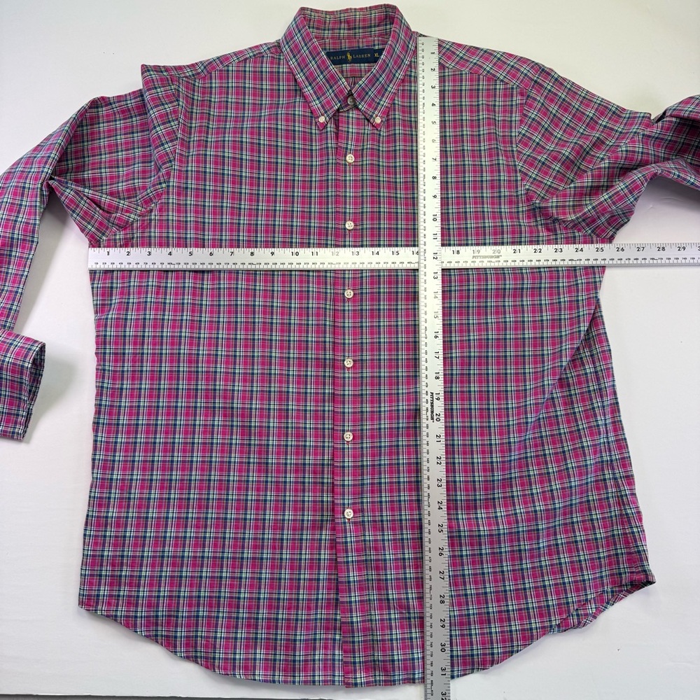 Ralph Lauren Mens XL Pink Plaid Long Sleeve Pony Button Casual Dress Shirt - Picture 6 of 15